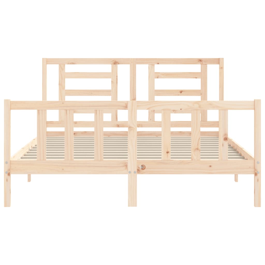 vidaXL Estructura de cama de matrimonio con cabecero madera maciza