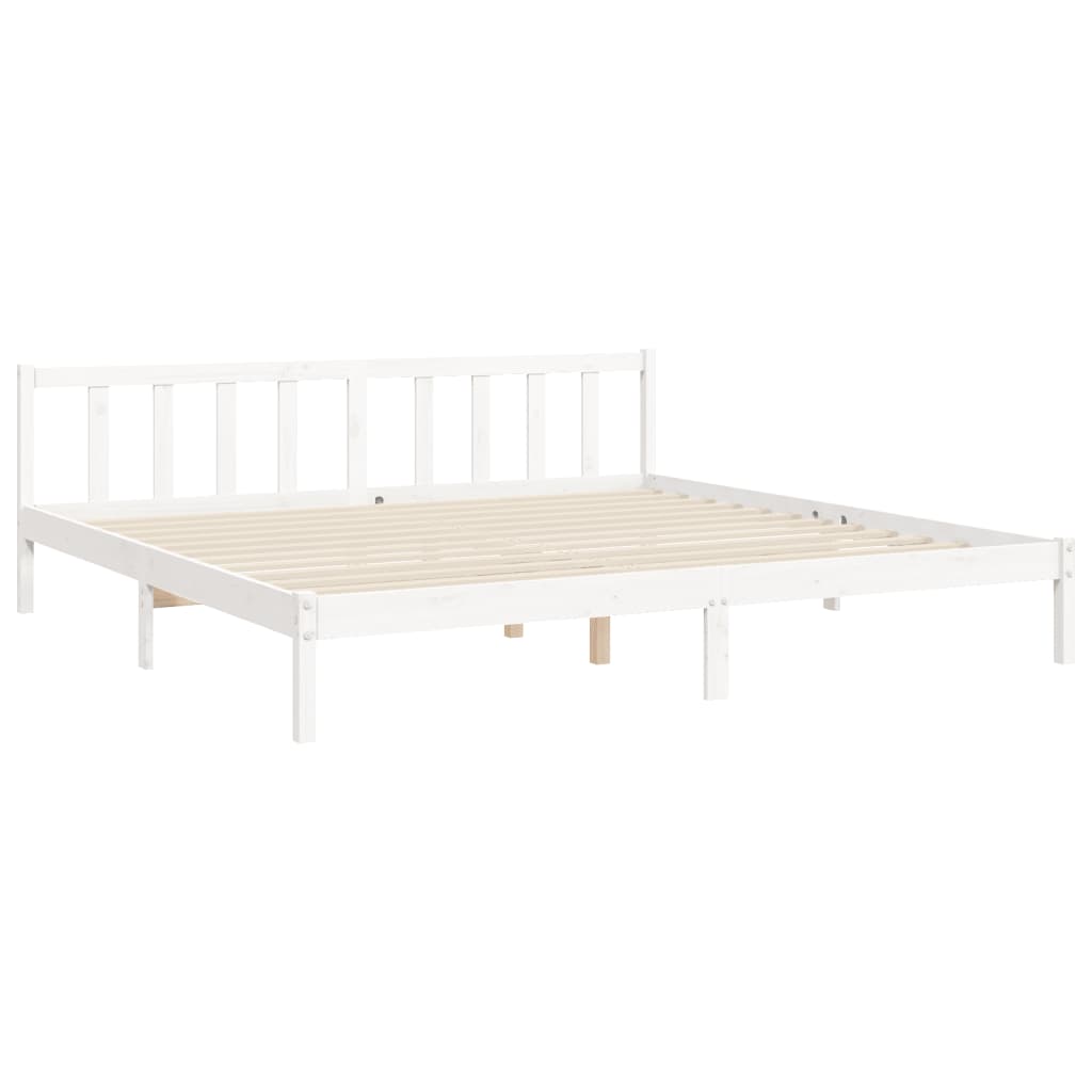 vidaXL Estructura cama de matrimonio con cabecero madera maciza blanco