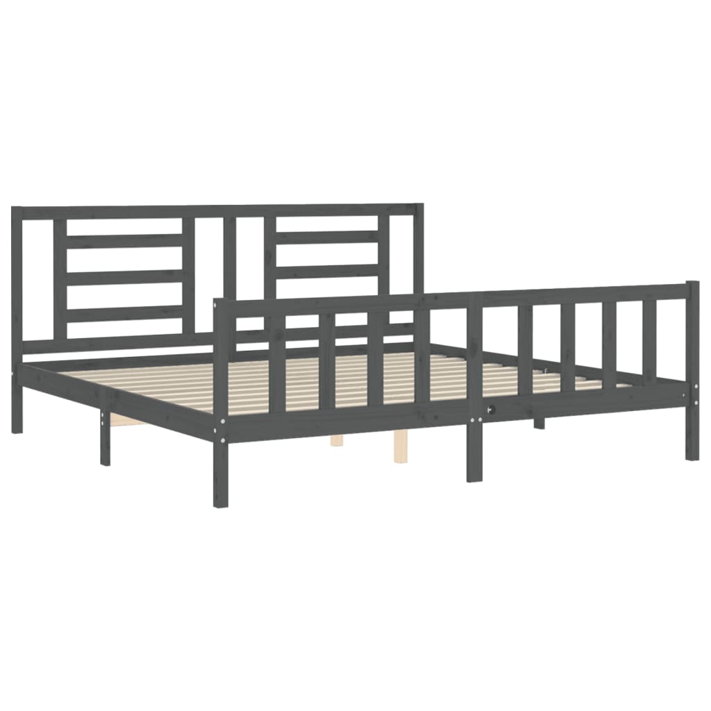 vidaXL Estructura de cama con cabecero madera maciza gris 200x200 cm