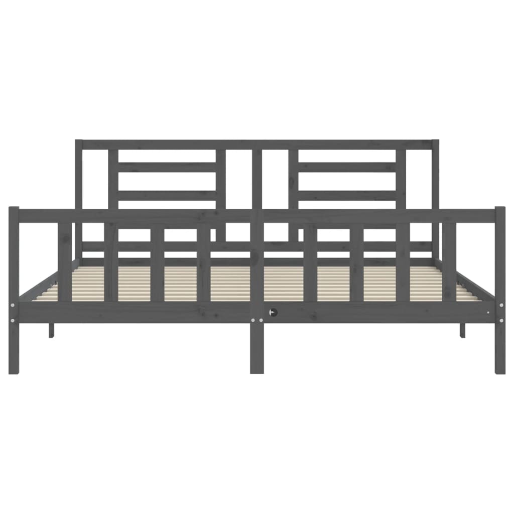 vidaXL Estructura de cama con cabecero madera maciza gris 200x200 cm