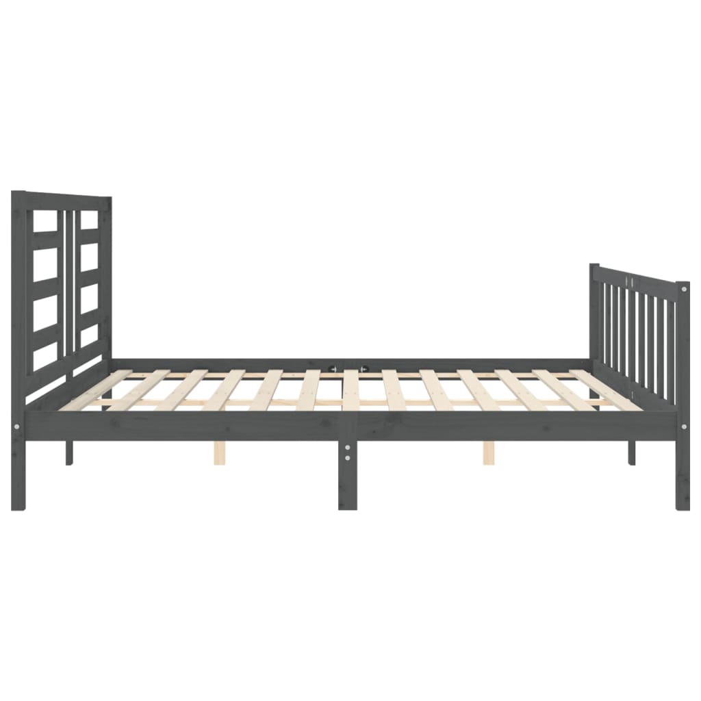 vidaXL Estructura de cama con cabecero madera maciza gris 200x200 cm