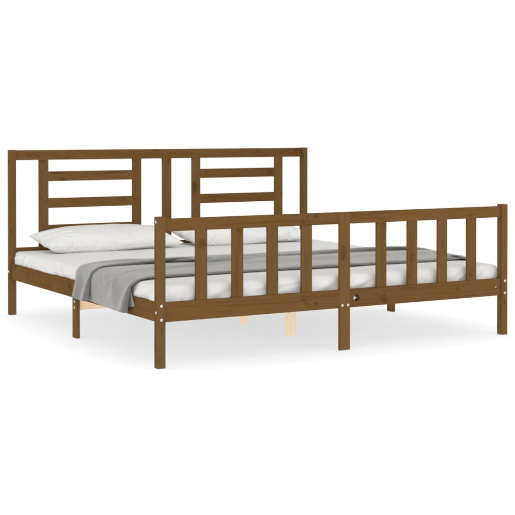 vidaXL Estructura cama y cabecero madera maciza marrón miel 200x200 cm