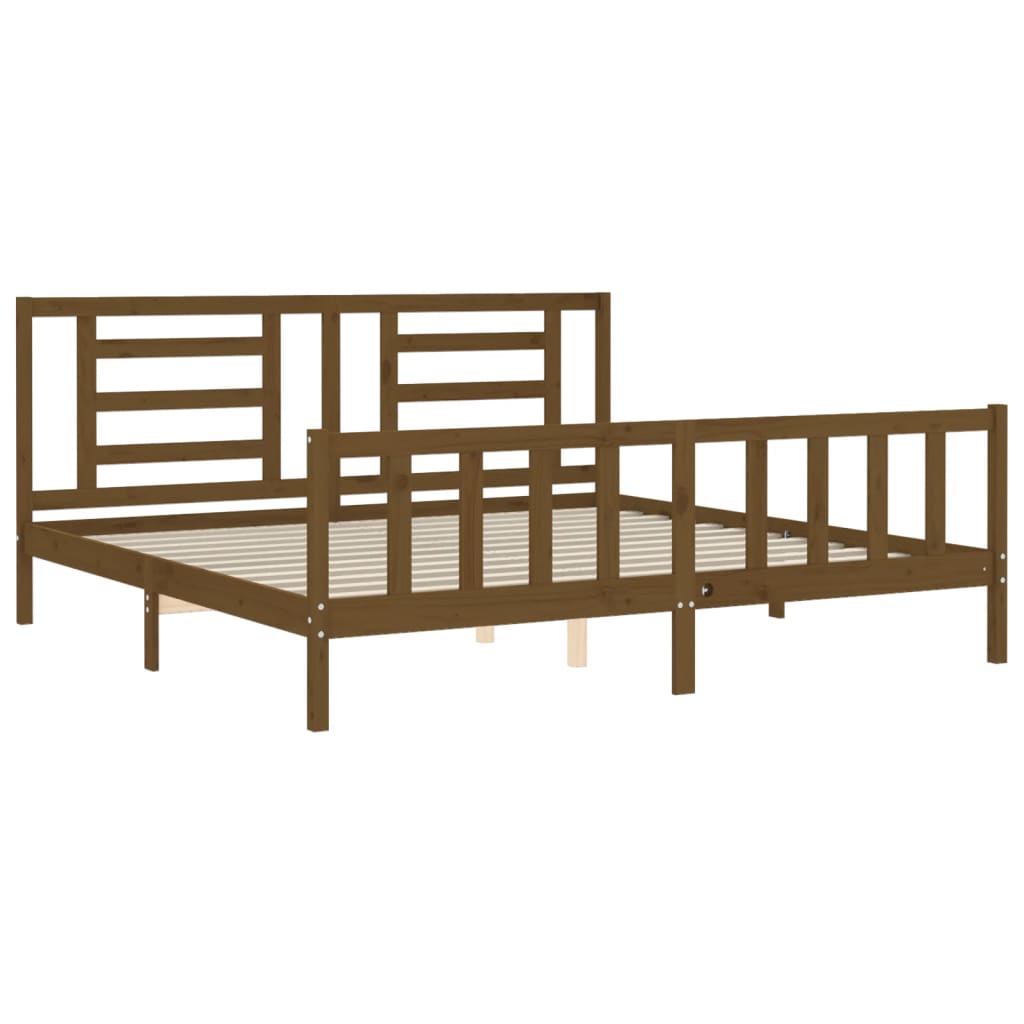 vidaXL Estructura cama y cabecero madera maciza marrón miel 200x200 cm