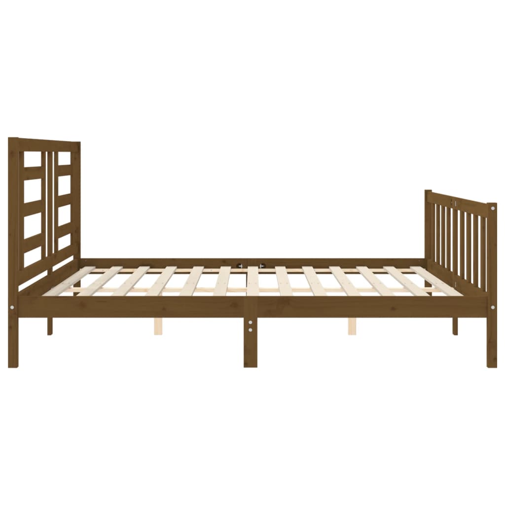 vidaXL Estructura cama y cabecero madera maciza marrón miel 200x200 cm