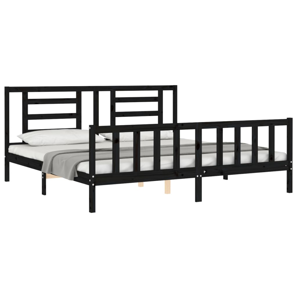 vidaXL Estructura de cama con cabecero madera maciza negro 200x200 cm