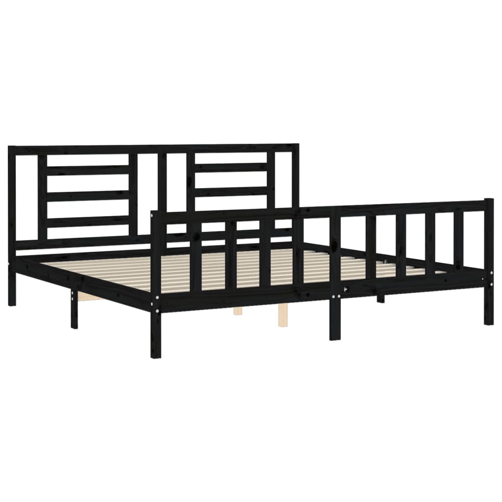 vidaXL Estructura de cama con cabecero madera maciza negro 200x200 cm