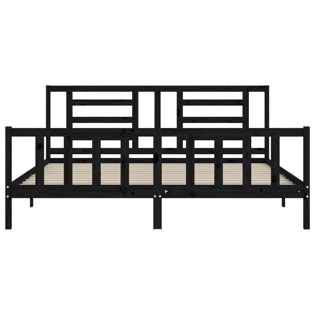 vidaXL Estructura de cama con cabecero madera maciza negro 200x200 cm