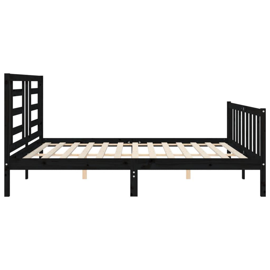 vidaXL Estructura de cama con cabecero madera maciza negro 200x200 cm