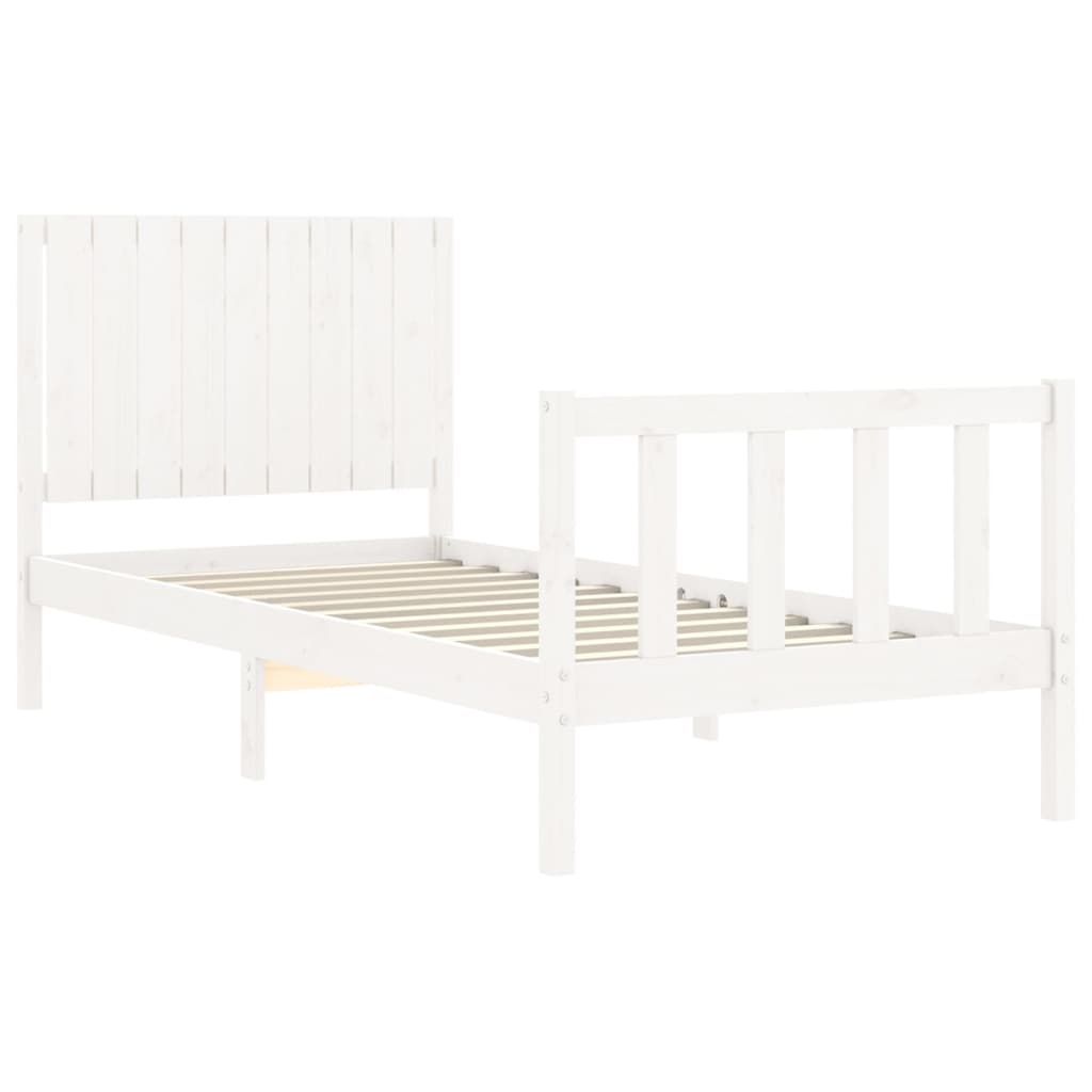 vidaXL Estructura de cama con cabecero madera maciza blanco