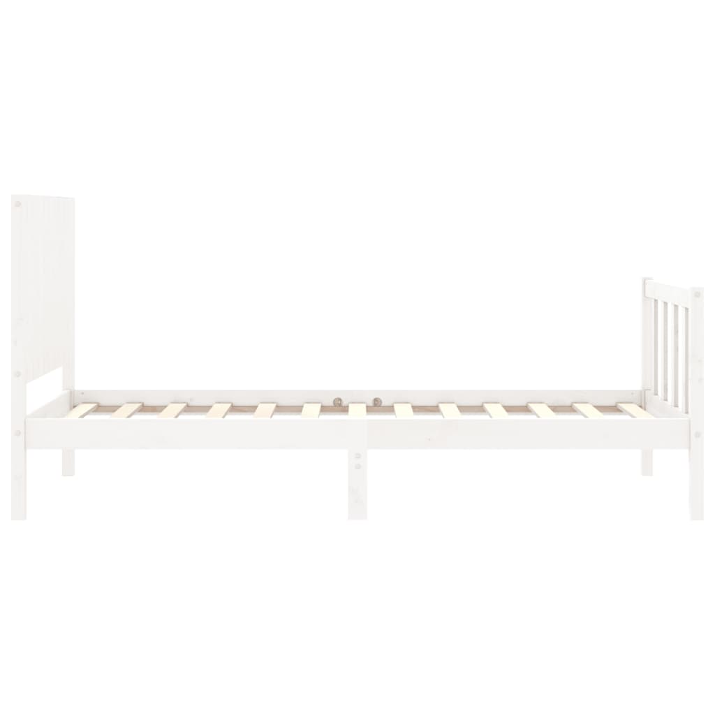 vidaXL Estructura de cama con cabecero madera maciza blanco