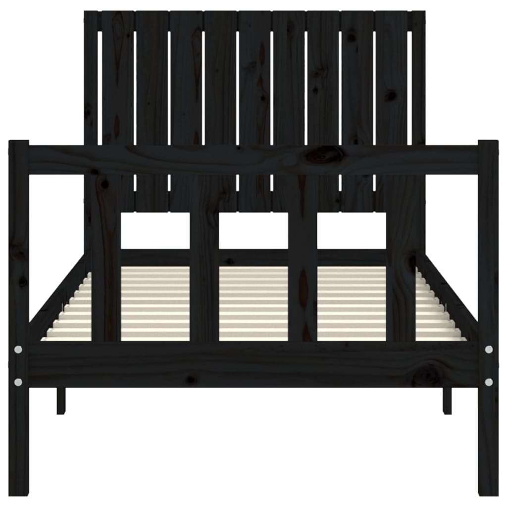 vidaXL Estructura de cama con cabecero madera maciza negro