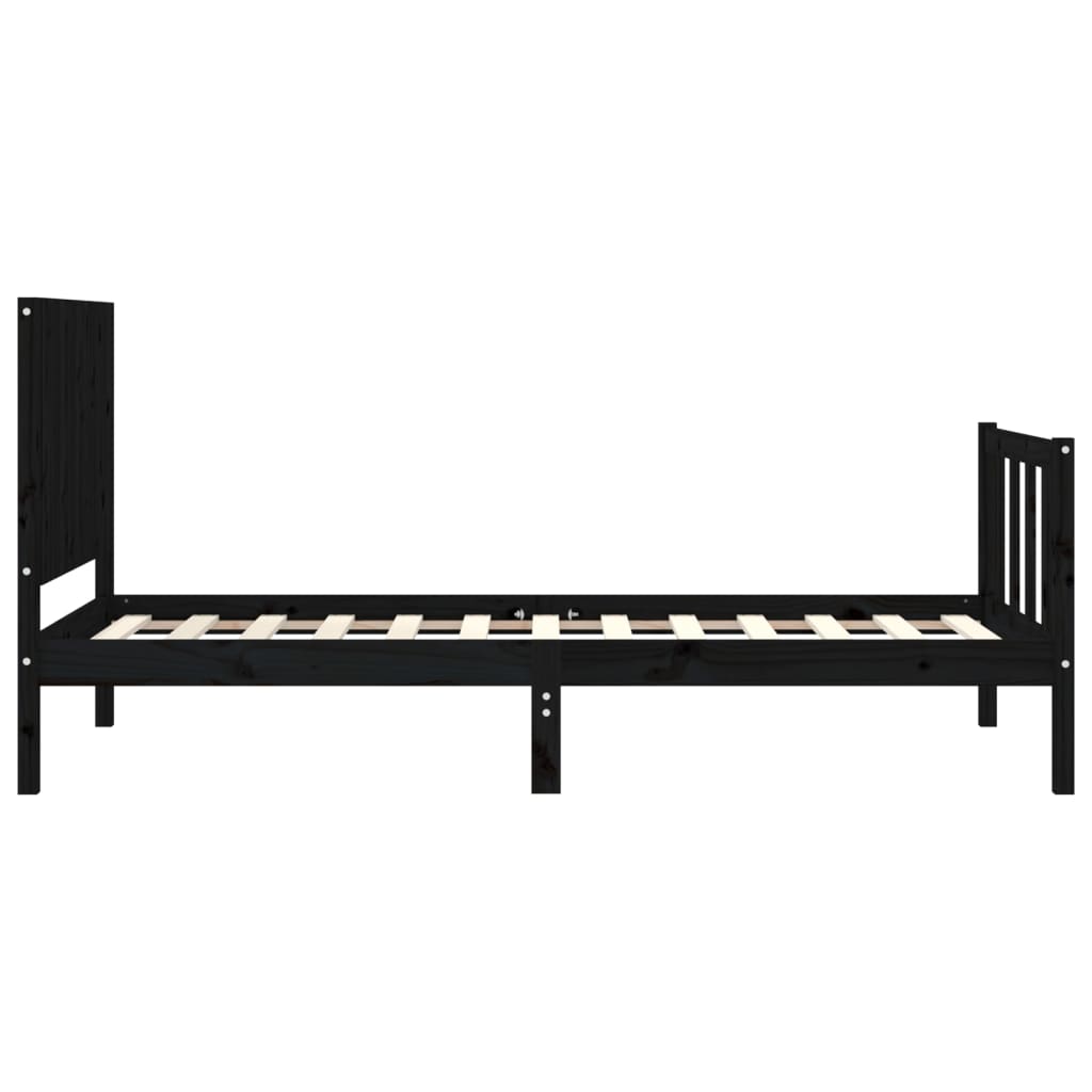 vidaXL Estructura de cama con cabecero madera maciza negro