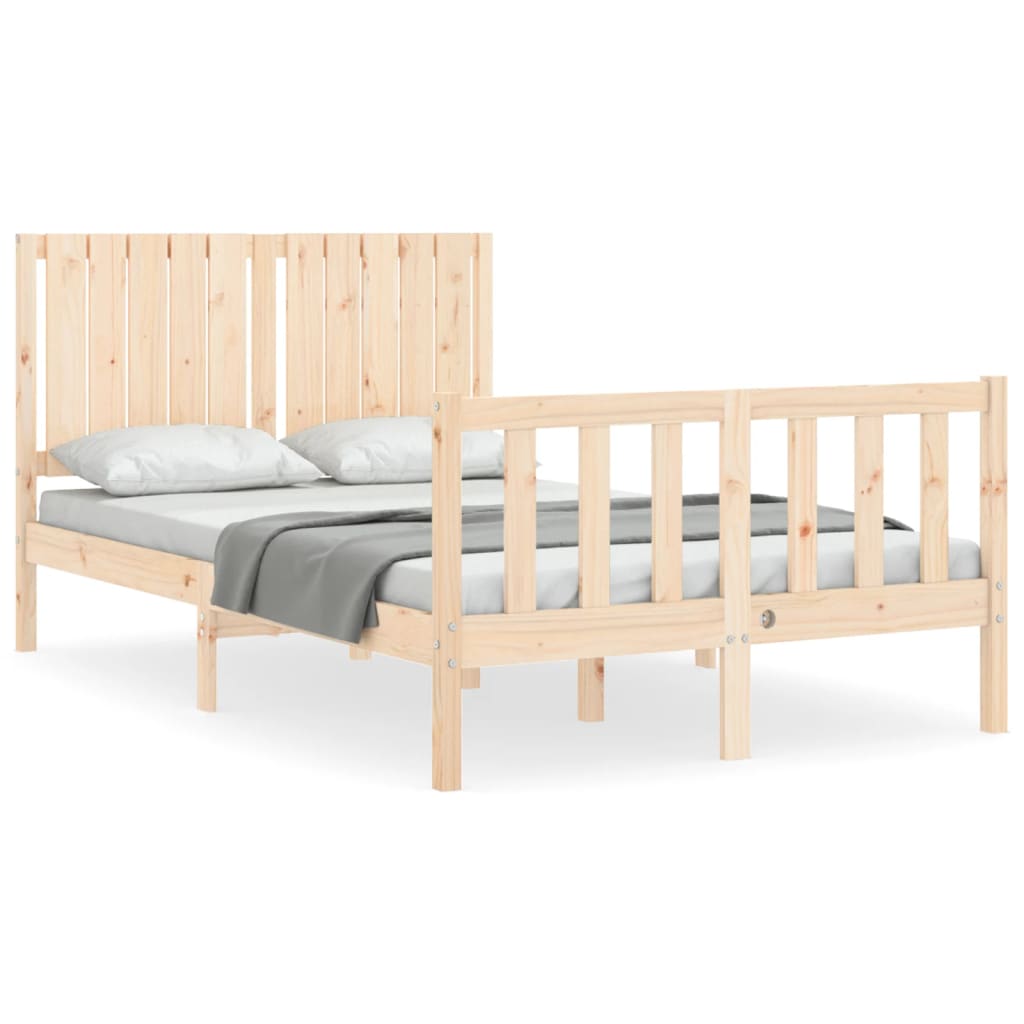 vidaXL Estructura de cama de matrimonio con cabecero madera maciza