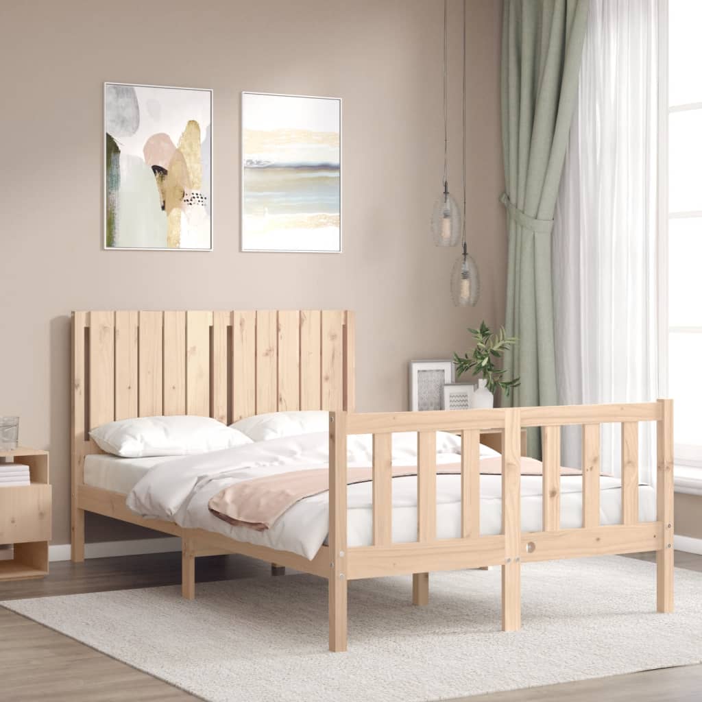 vidaXL Estructura de cama de matrimonio con cabecero madera maciza