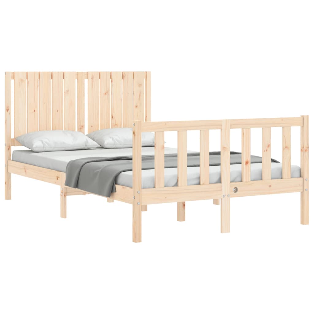 vidaXL Estructura de cama de matrimonio con cabecero madera maciza