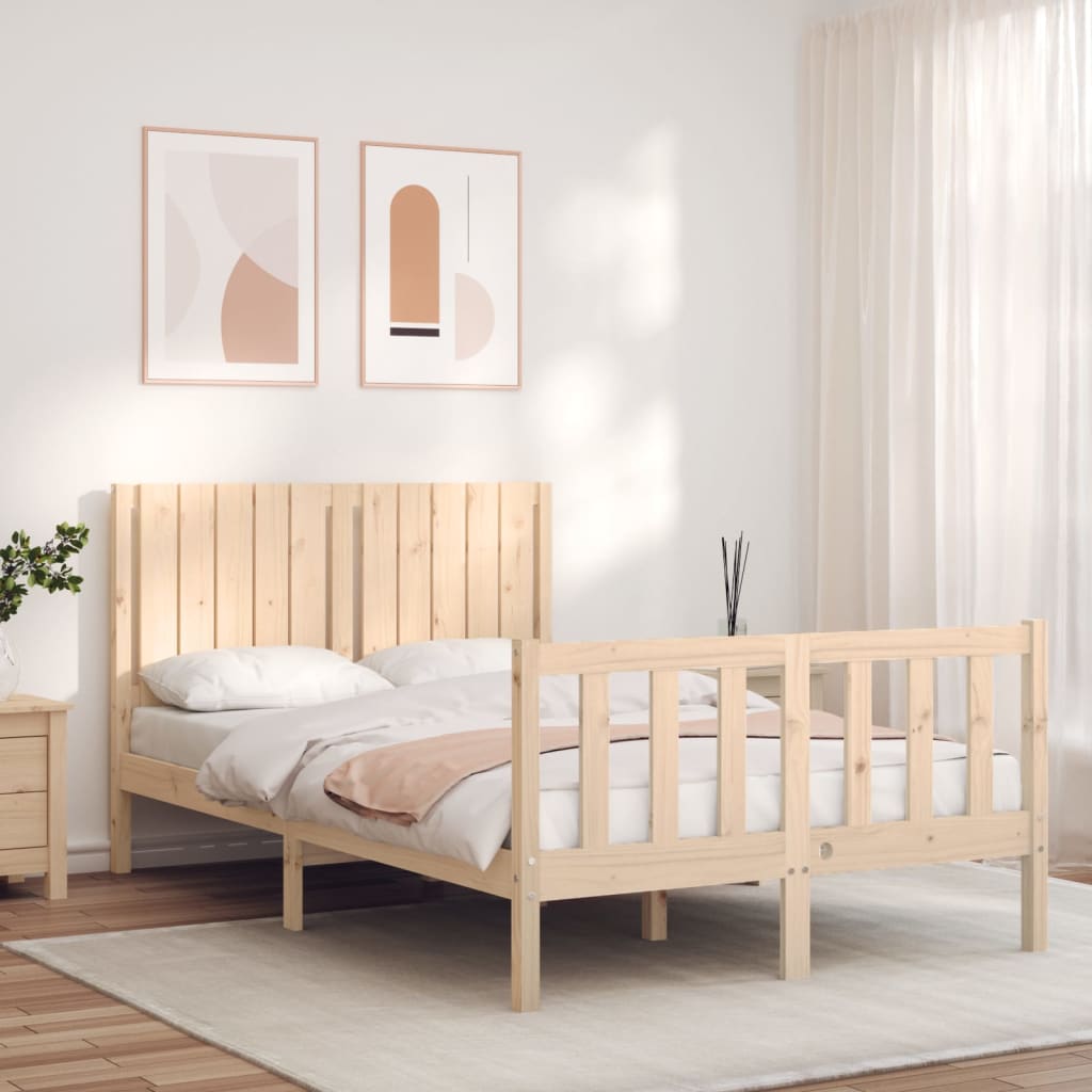 vidaXL Estructura de cama de matrimonio con cabecero madera maciza