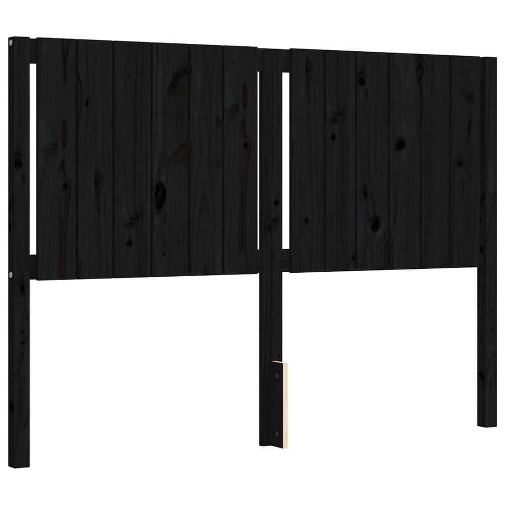 vidaXL Estructura de cama con cabecero madera maciza negro 140x190 cm