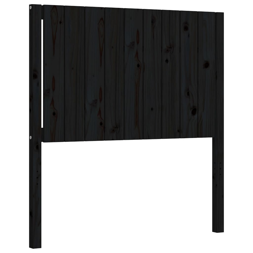 vidaXL Estructura de cama con cabecero madera maciza negro 90x200 cm