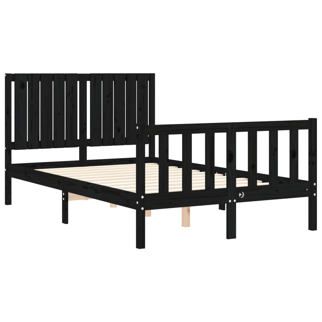 vidaXL Estructura de cama con cabecero madera maciza negro 120x200 cm