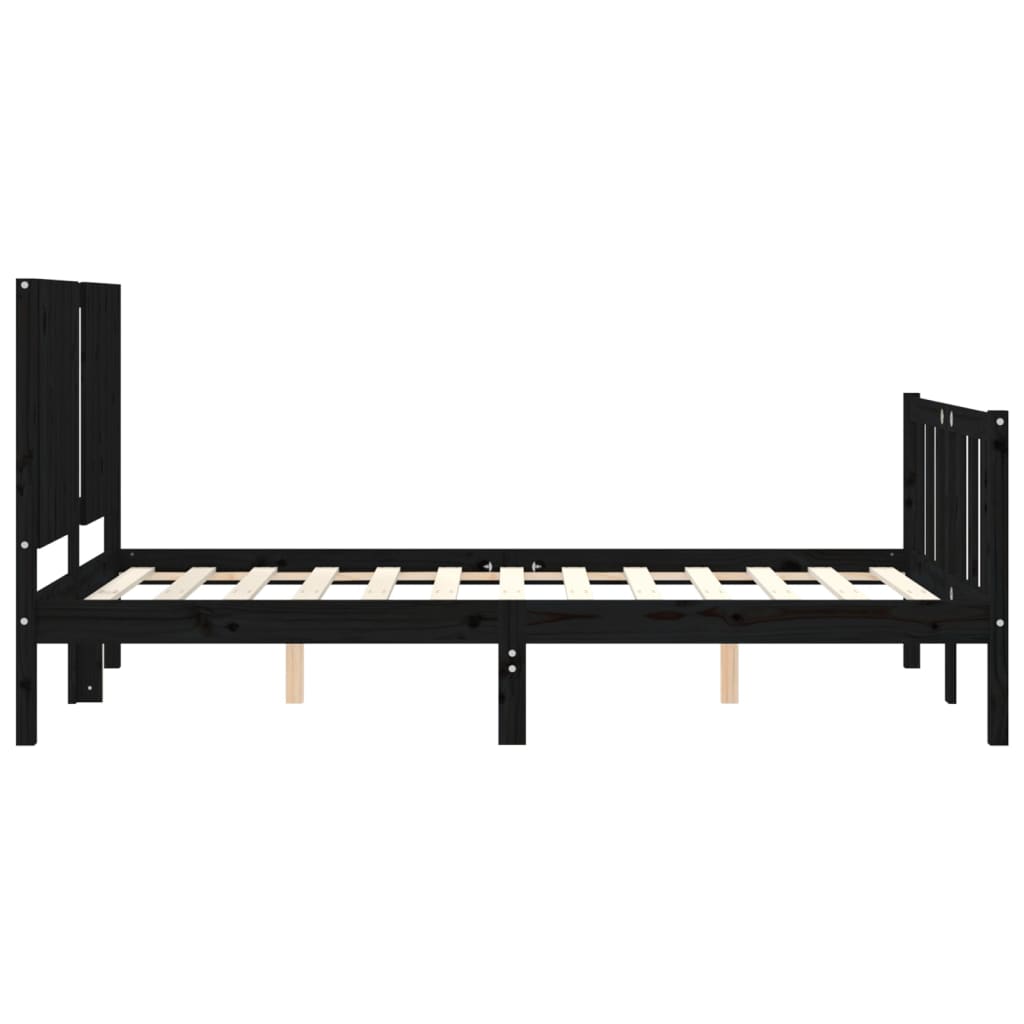 vidaXL Estructura de cama con cabecero madera maciza negro 120x200 cm