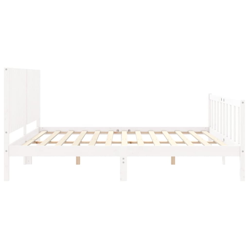 vidaXL Estructura cama de matrimonio con cabecero madera maciza blanco