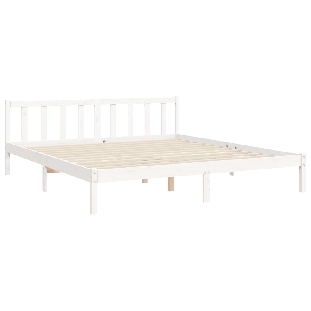 vidaXL Estructura cama de matrimonio con cabecero madera maciza blanco