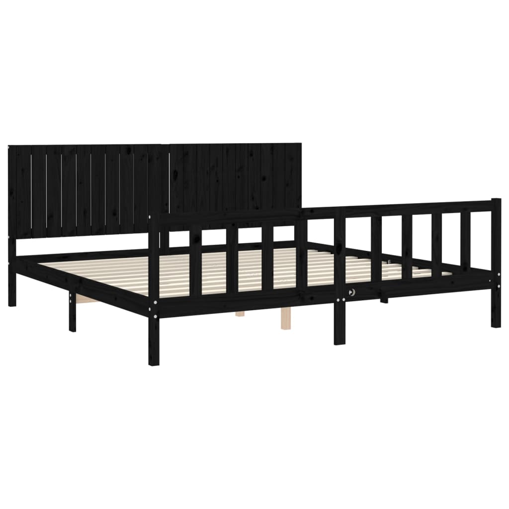 vidaXL Estructura de cama con cabecero madera maciza negro 200x200 cm