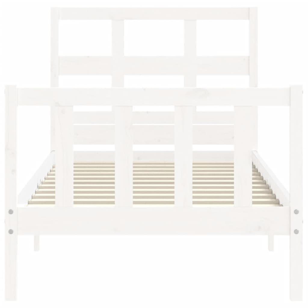 vidaXL Estructura de cama individual con cabecero madera maciza blanco