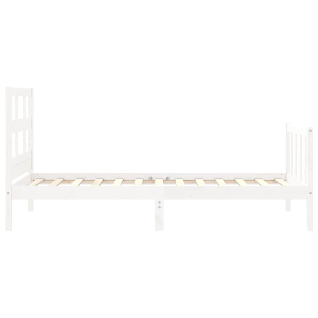 vidaXL Estructura de cama individual con cabecero madera maciza blanco