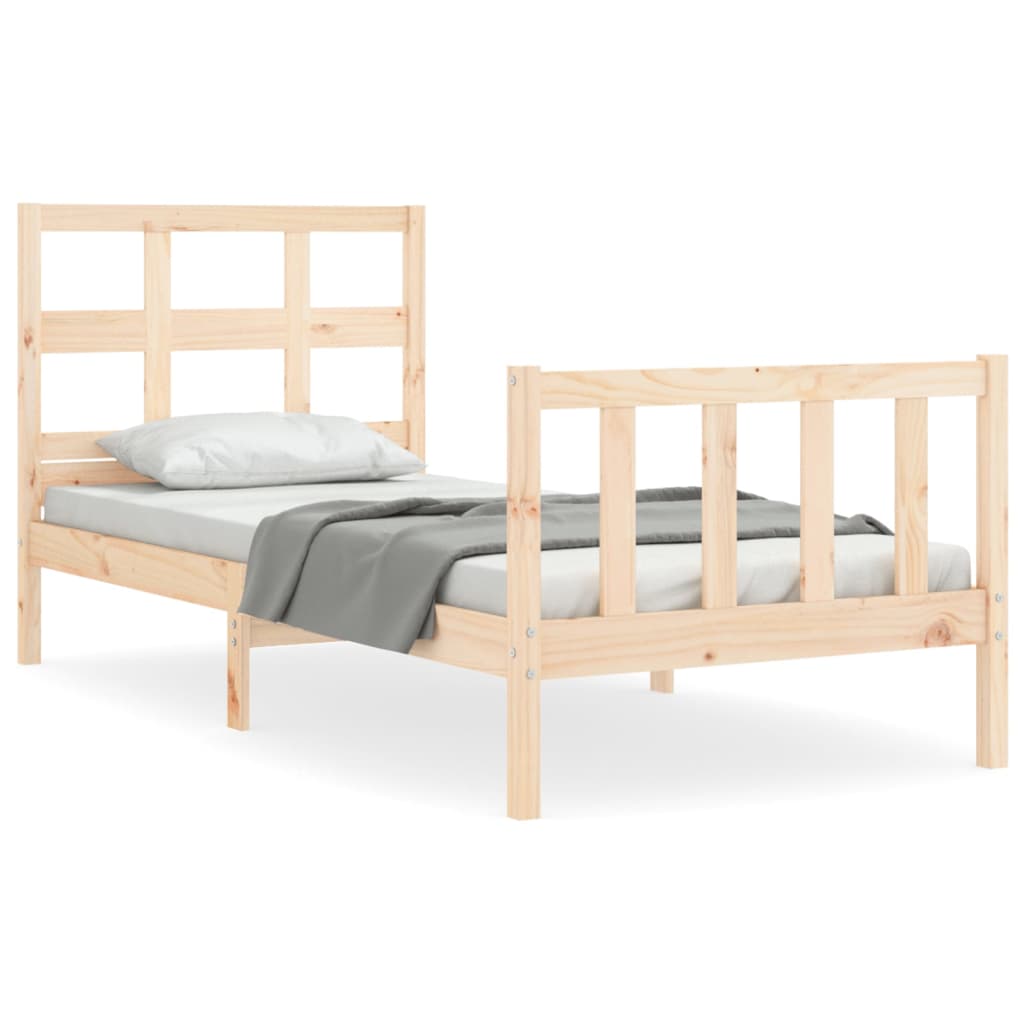 vidaXL Estructura de cama con cabecero madera maciza