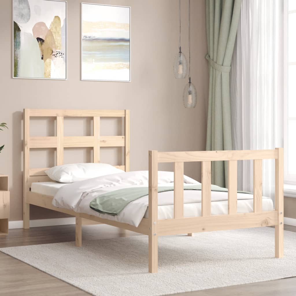 vidaXL Estructura de cama con cabecero madera maciza