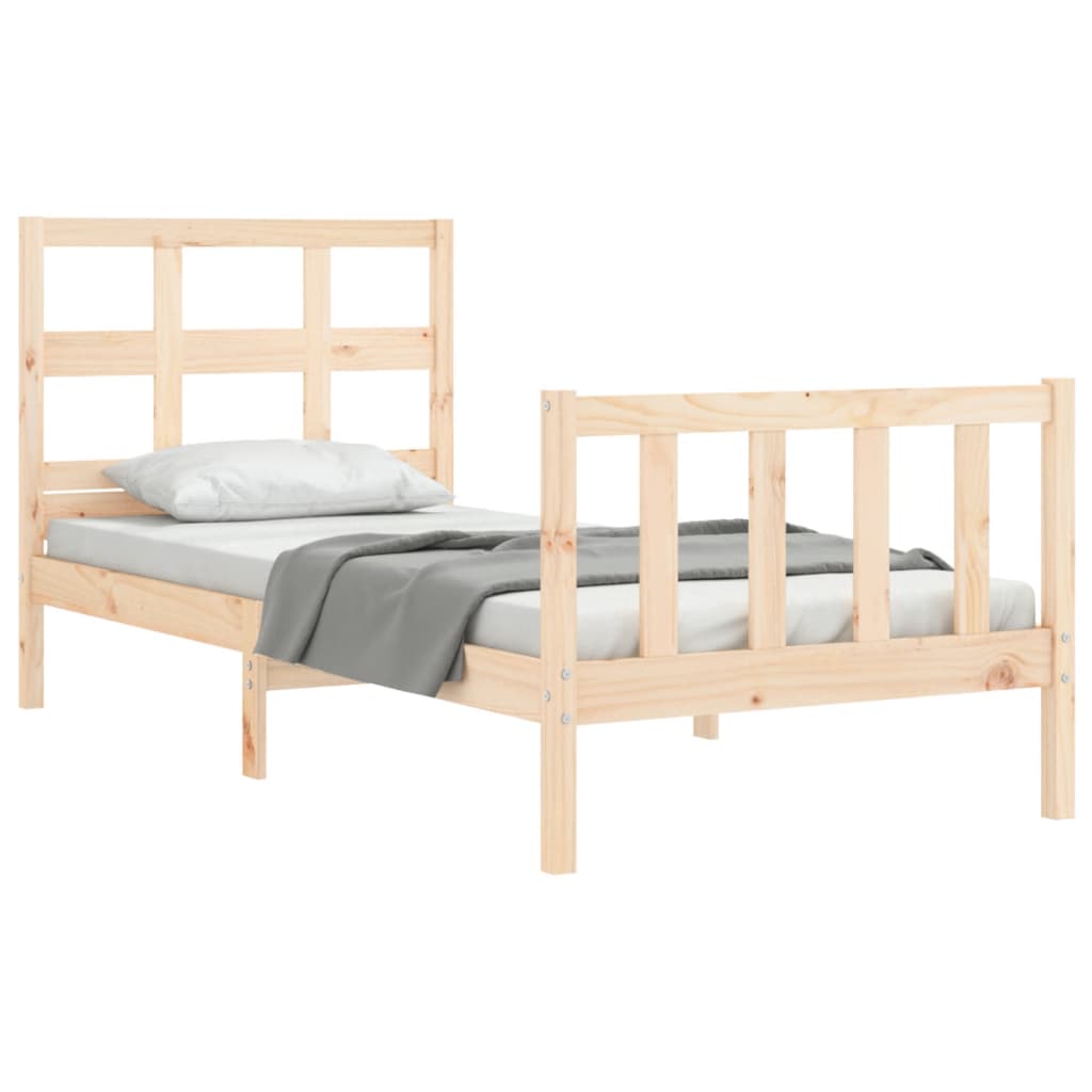 vidaXL Estructura de cama con cabecero madera maciza