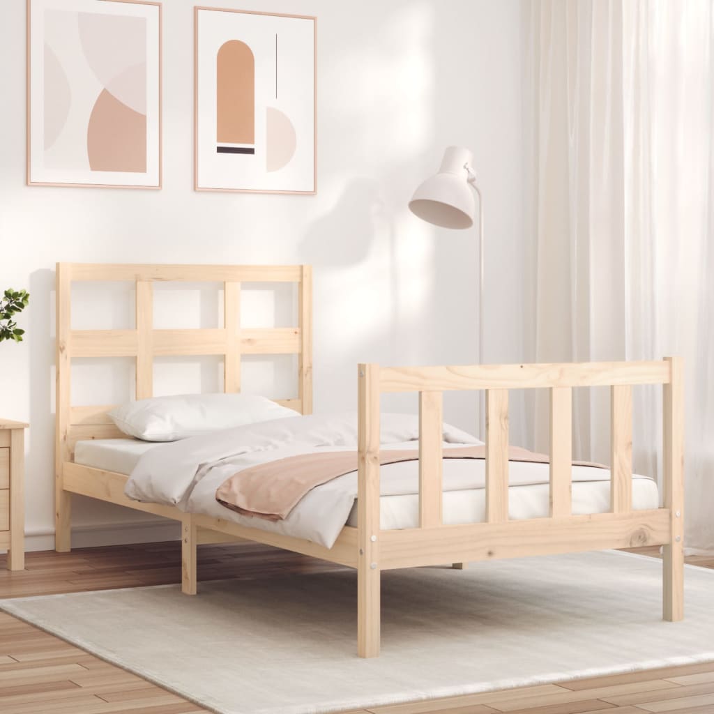 vidaXL Estructura de cama con cabecero madera maciza