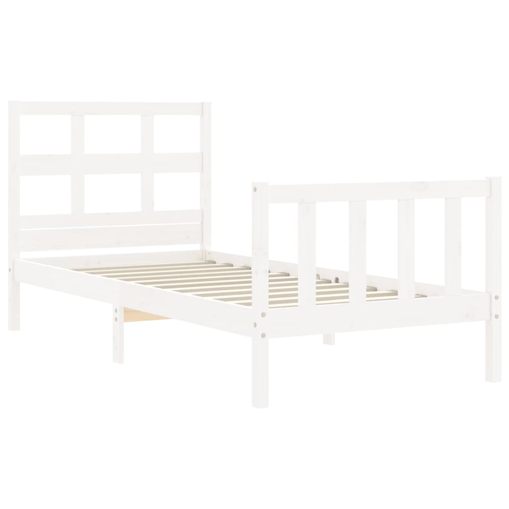 vidaXL Estructura de cama con cabecero madera maciza blanco