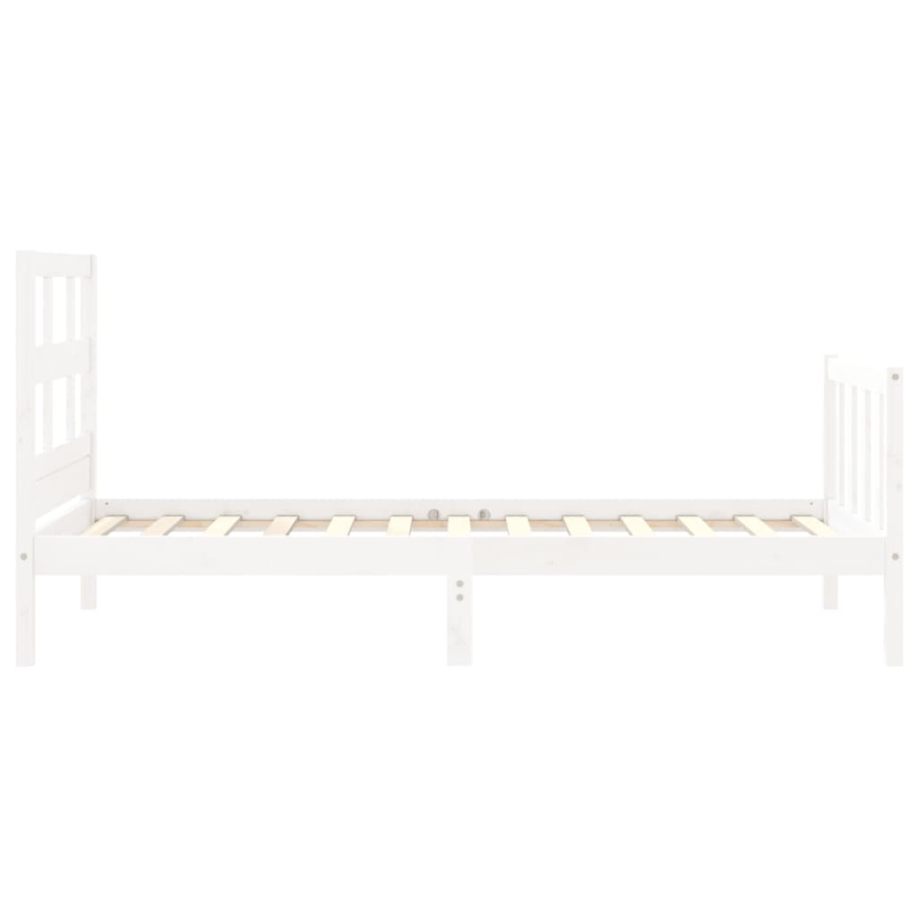 vidaXL Estructura de cama con cabecero madera maciza blanco