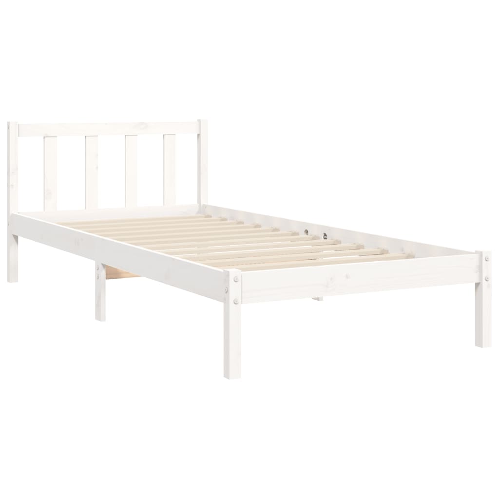 vidaXL Estructura de cama con cabecero madera maciza blanco