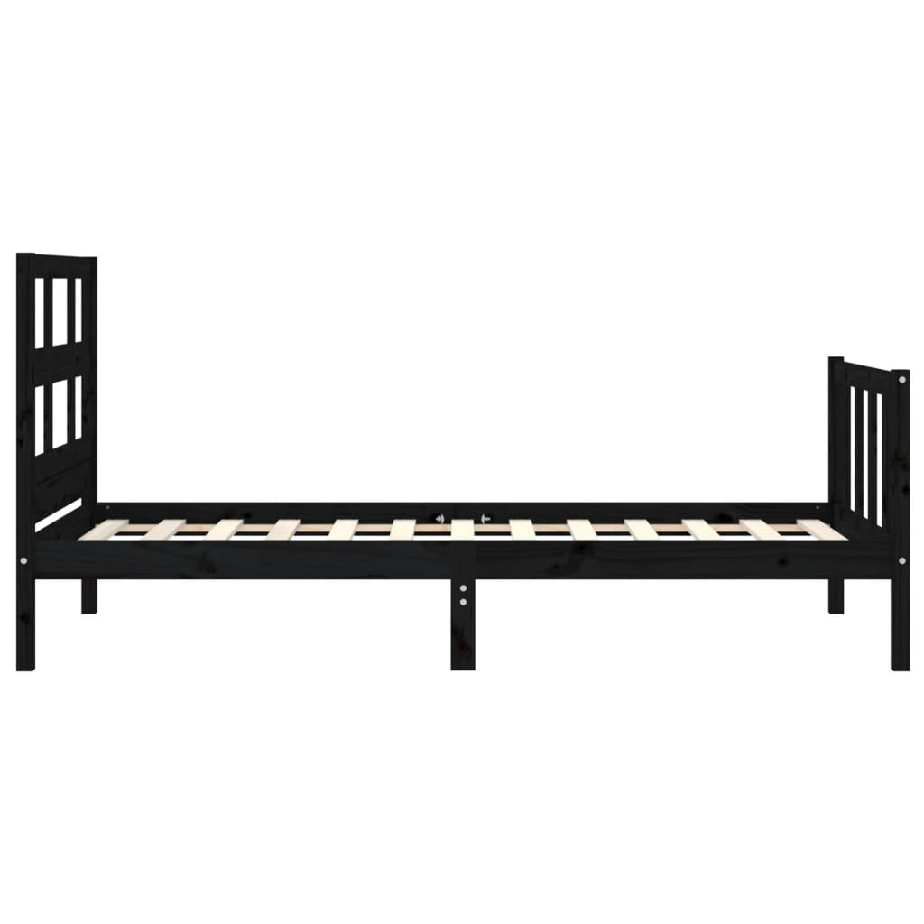 vidaXL Estructura de cama con cabecero madera maciza negro