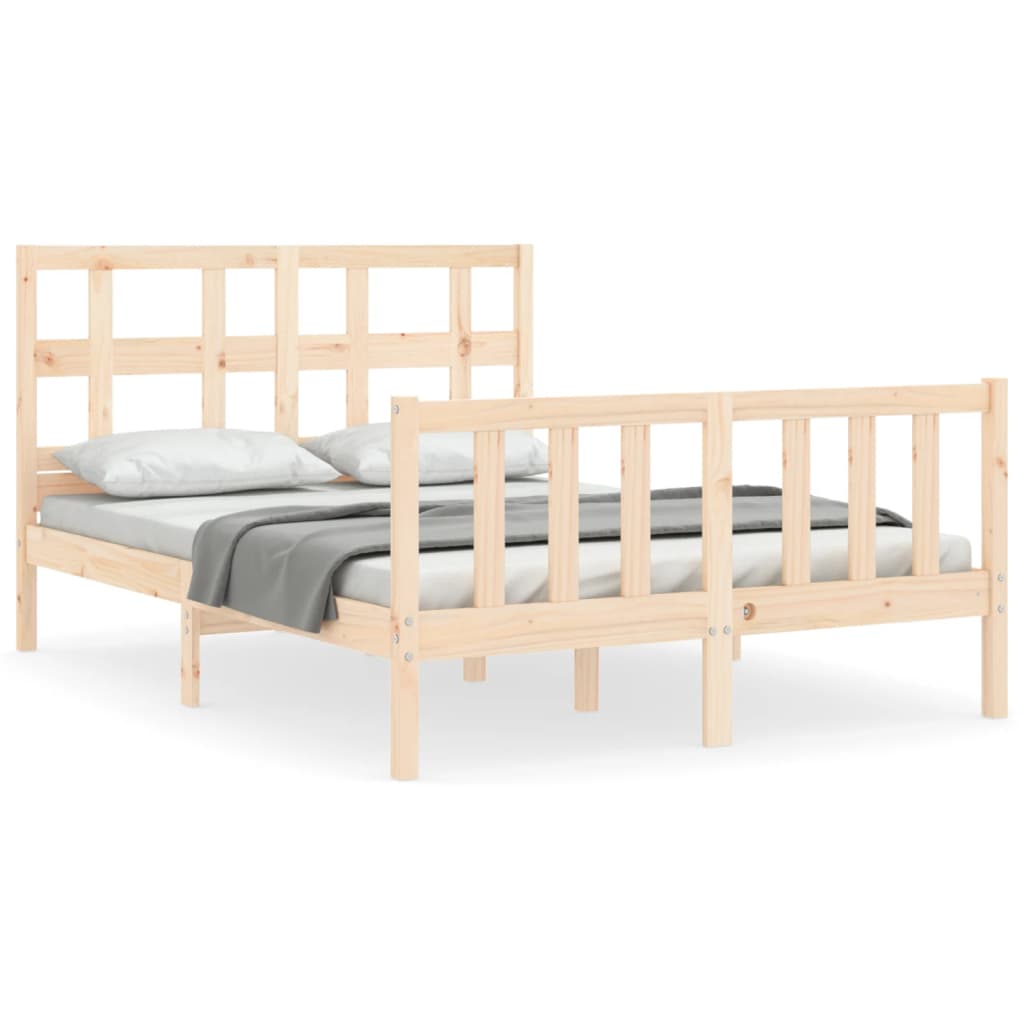 vidaXL Estructura de cama de matrimonio con cabecero madera maciza