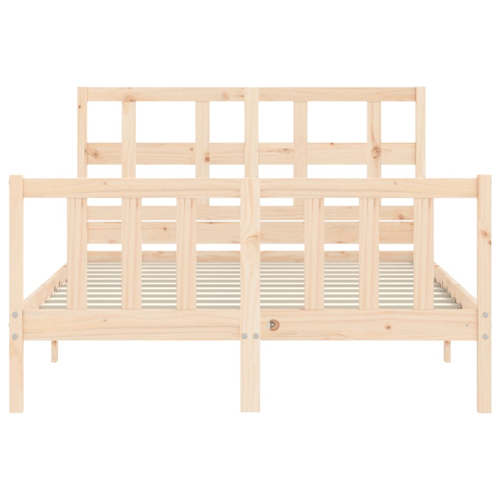 vidaXL Estructura de cama de matrimonio con cabecero madera maciza