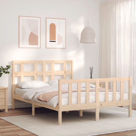 vidaXL Estructura de cama de matrimonio con cabecero madera maciza