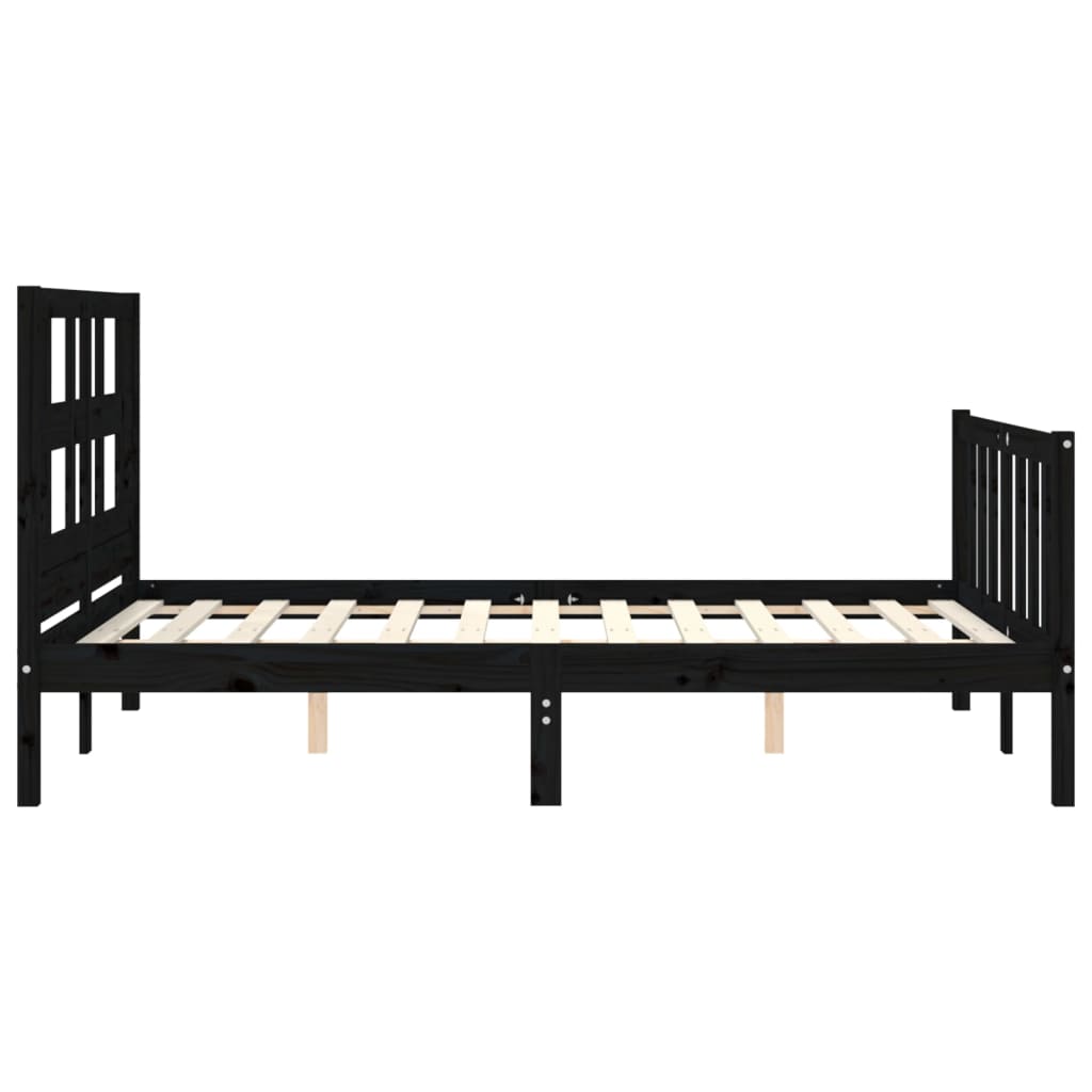 vidaXL Estructura de cama con cabecero madera maciza negro 140x190 cm