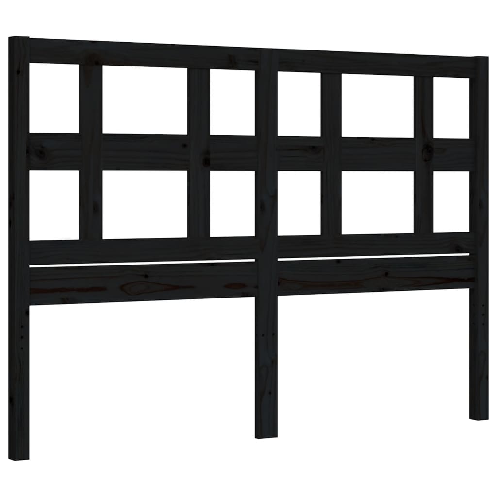 vidaXL Estructura de cama con cabecero madera maciza negro 140x190 cm