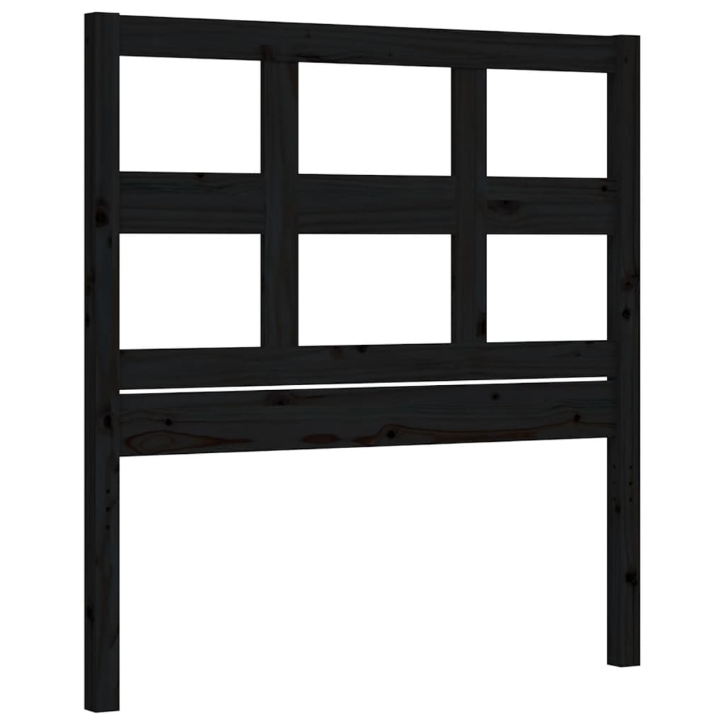 vidaXL Estructura de cama con cabecero madera maciza negro 90x200 cm