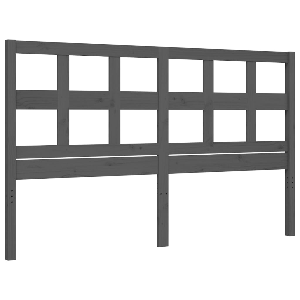 vidaXL Estructura de cama matrimonio con cabecero madera maciza gris