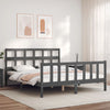 vidaXL Estructura de cama matrimonio con cabecero madera maciza gris