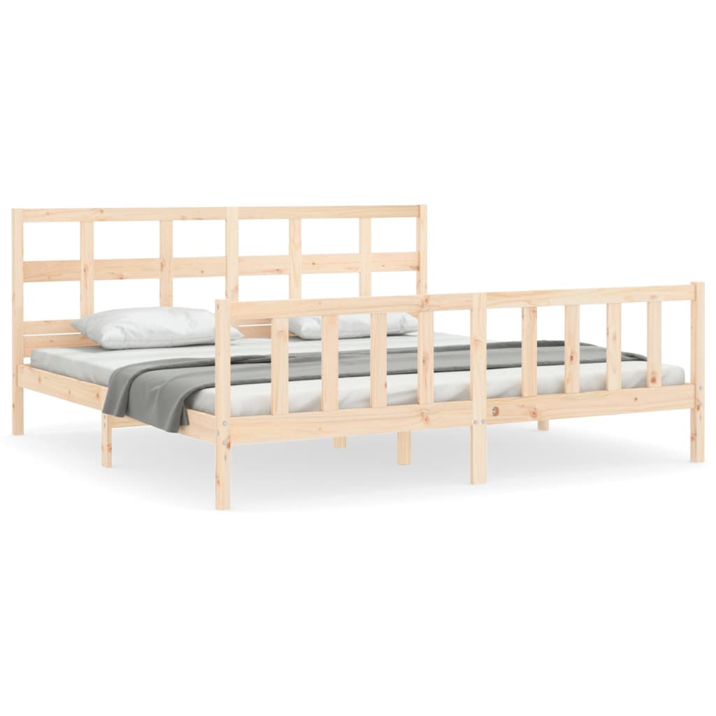 vidaXL Estructura de cama de matrimonio con cabecero madera maciza