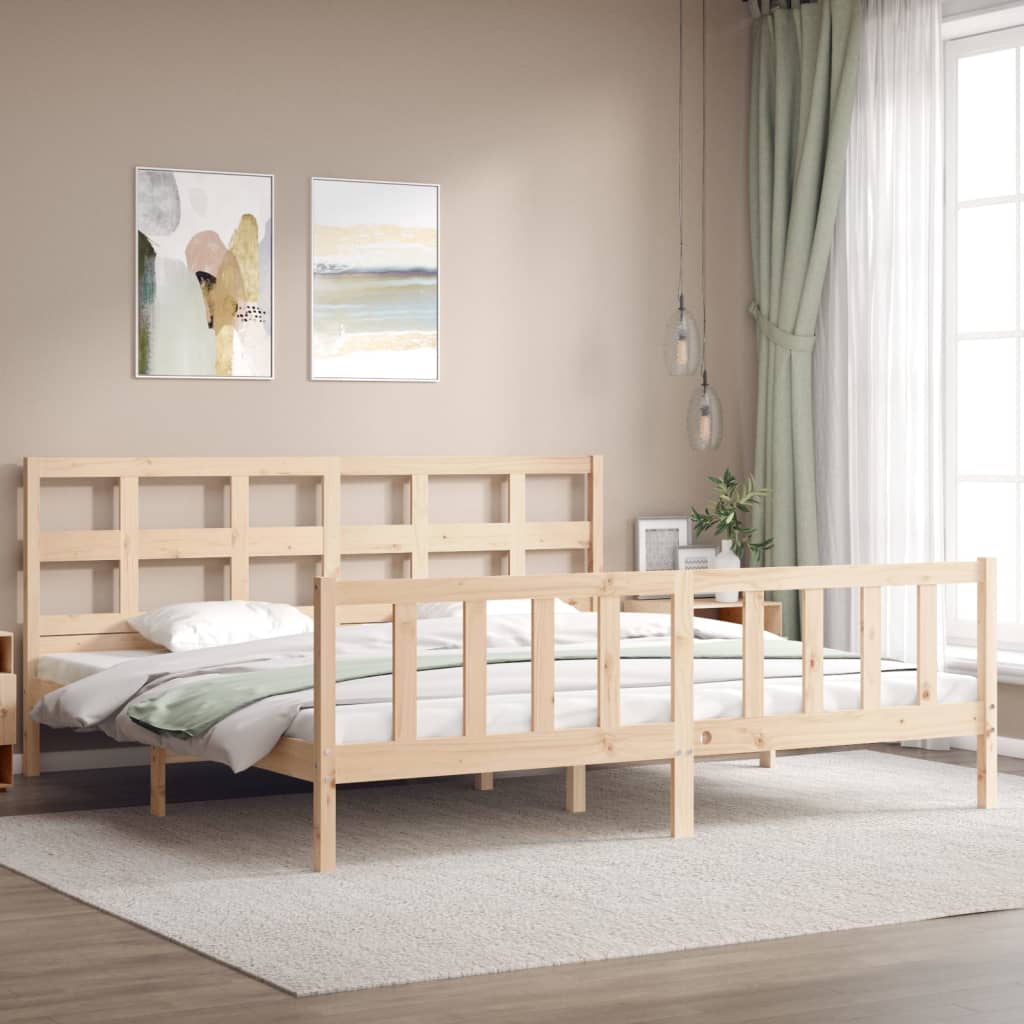 vidaXL Estructura de cama de matrimonio con cabecero madera maciza