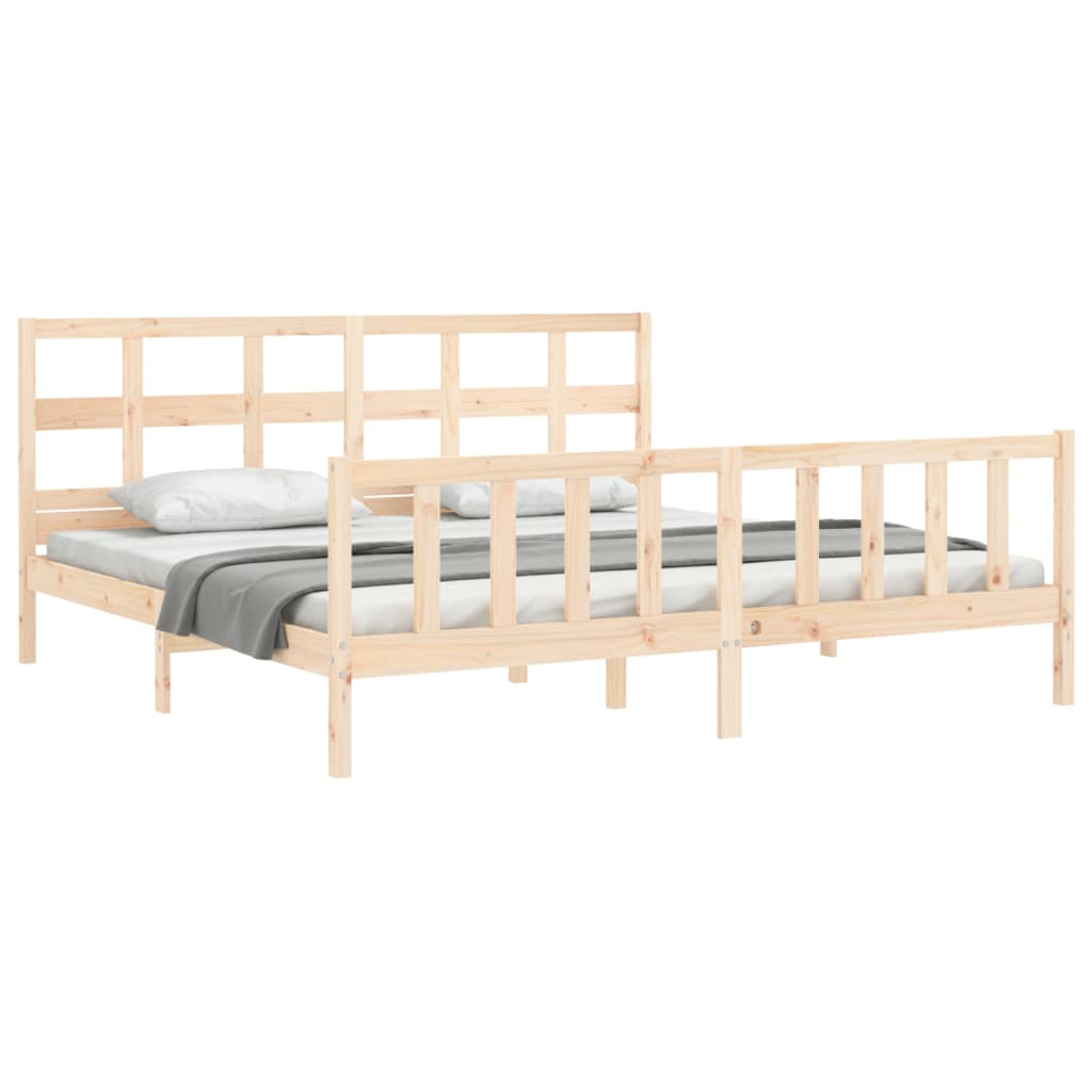 vidaXL Estructura de cama de matrimonio con cabecero madera maciza