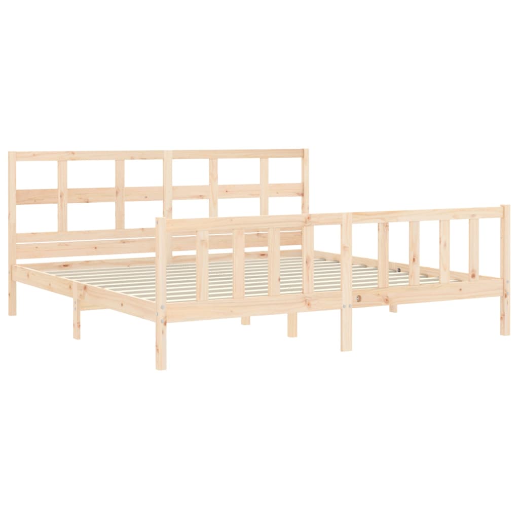 vidaXL Estructura de cama de matrimonio con cabecero madera maciza