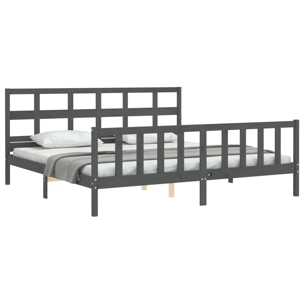 vidaXL Estructura de cama con cabecero madera maciza gris 200x200 cm